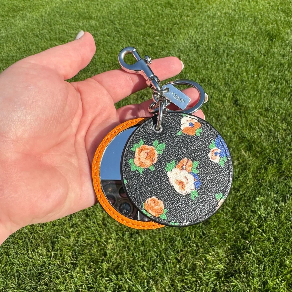 Coach Floral and Teal Keychain with Mirror - Picture 2 of 5
